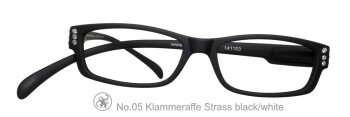Lesebrille No.05 Klammeraffe Strass _ black white